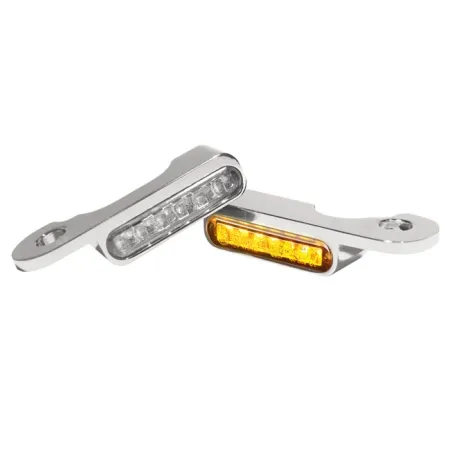 Heinz Bikes Stripes LED Handlebar Turn Signals In Chrome No PL For Harley Davidson 2002-2020 Touring Models With Hydraulic Clutch (HBTS-FLH-HC-C)