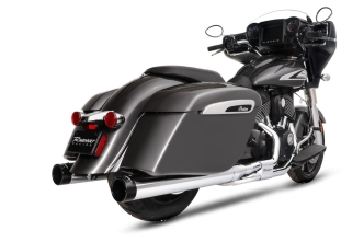 Rinehart DBX40 4 Inch Slip On Mufflers In Chrome With Black End Caps For Indian 2014-2023 Chieftain, Roadmaster, Challenger, Pursuit & Super Chief Models (500-0562)