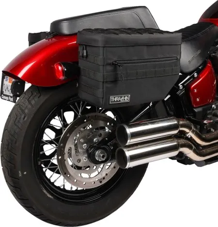 Thrashin Supply Co. Escape V2 Throw-Over Saddlebags In Black (TSB-0007)