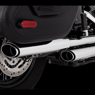Vance & Hines Twin Slash Slip-On Mufflers With PCX Technology In Chrome For Harley Davidson 2018-2023 Softail Heritage & Deluxe Models (16379)