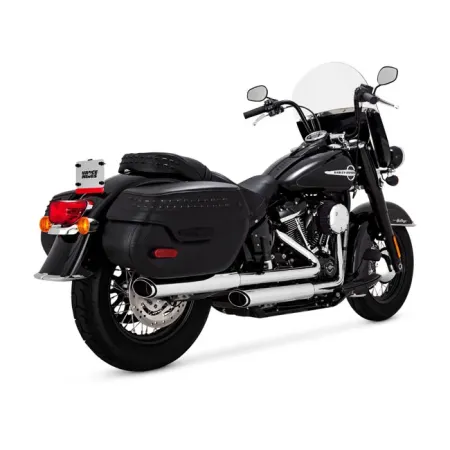 Vance & Hines Twin Slash Slip-On Mufflers With PCX Technology In Chrome For Harley Davidson 2018-2024 Softail Heritage & Deluxe Models (16379)