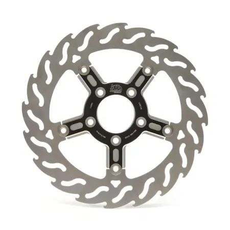 Moto Master Front Left Floating Flame Brake Disc In Black For Harley Davidson 2000-2014 Softail, 2000-2005 Dyna, 2000-2007 Touring, 2000-2013 Sportster & 2008-2012 XR1200 Models (112309)