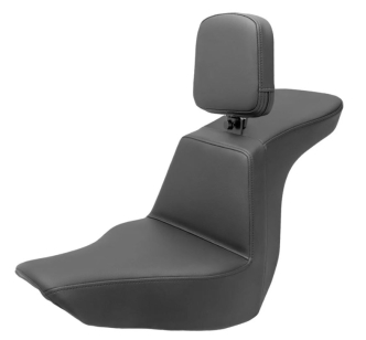 Saddlemen Tour Step Up Plain Seat With Drivers Backrest For Harley Davidson 2018-2023 FLSB Sport Glide & FXLR/S Low Rider/S Softail Models (818-29-194BR)