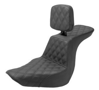 Saddlemen Tour Step Up Front & Rear Lattice Stitched Seat With Drivers Backrest For Harley Davidson 2018-2023 FLSB Sport Glide & FXLR/S Low Rider/S Models (818-29-195BR)