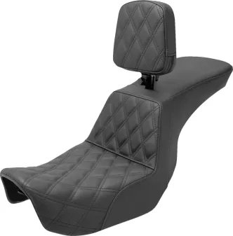 Saddlemen Tour Step Up Front Lattice Stitched Seat With Drivers Backrest For Harley Davidson 2006-2017 Dyna Models (806-04-192BR)