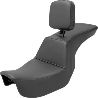 Saddlemen Tour Step Up Plain Seat With Drivers Backrest For Harley Davidson 2006-2017 Dyna Models (806-04-194BR)