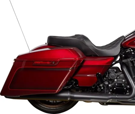 Drag Specialties Freedom Touring Double Diamond Silver Stitched Seat For Harley Davidson 2009-2024 Touring Models (0801-1482)