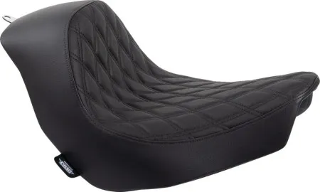 Drag Specialties Double Diamond Black Stitched Solo Seat For Harley Davidson 2018-2024 FXLR Low Rider & FLSB Sport Glide Models (0802-1513)