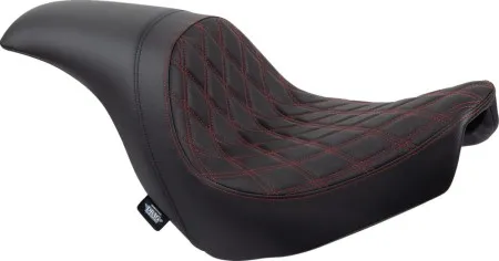 Drag Specialties Predator Double Diamond Red Stitched Seat For Harley Davidson 2018-2024 FXLR Low Rider & FLSB Sport Glide Models (0802-1519)