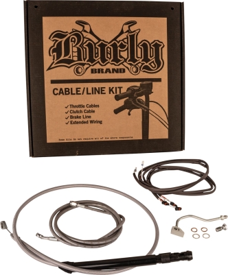 Burly Brand Apehanger Cable/Line Kit In Stainless Steel For Harley Davidson 2021-2023 M8 Touring Models With 15 Inch Apehangers (B30-1317)
