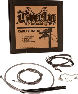 Burly Brand Apehanger Cable/Line Kit In Stainless Steel For Harley Davidson 2021-2023 M8 Touring Models With 15 Inch Apehangers (B30-1317)