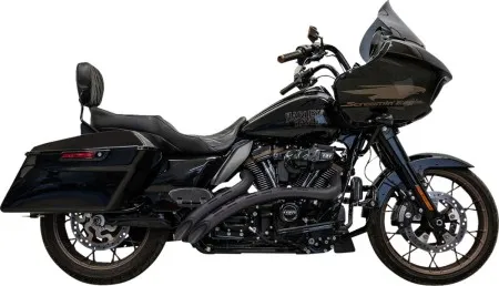 Bassani 2 Into 2 Radial Sweeper Exhaust System In Black With Slotted Sheilds For Harley Davidson 2017-2024 Touring Models (1F22FB)