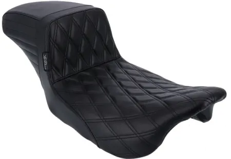 Le Pera KickFlip Solo Seat Daddy Long Legs Double Diamond Stitched Seat In Black For Harley Davidson 2008-2023 Touring Models (LK-597DLDD)