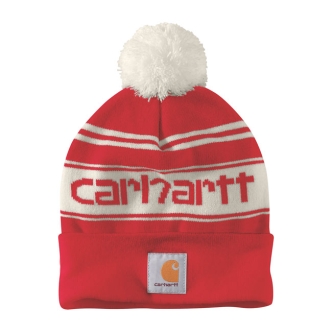 Carhartt Pom-pom Logo Beanie Red Winter White (ARM284059)