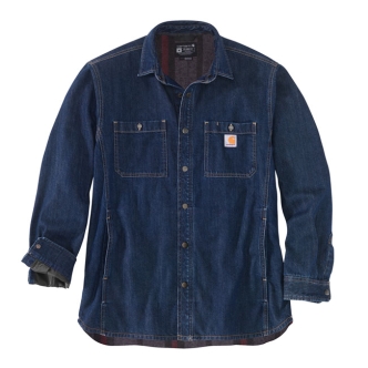 Carhartt Denim Fleece Lined Shirt Glacier Size Large (ARM246469)