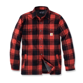 Carhartt Flannel Sherpa-lined Shirt Red Ochre Size Small (ARM026979)