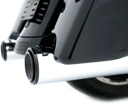 Rinehart 4.5 Inch HP45 Slip-On Mufflers In Chrome With Black End Cap For Harley Davidson 2017-2024 Touring Models (500-1110)