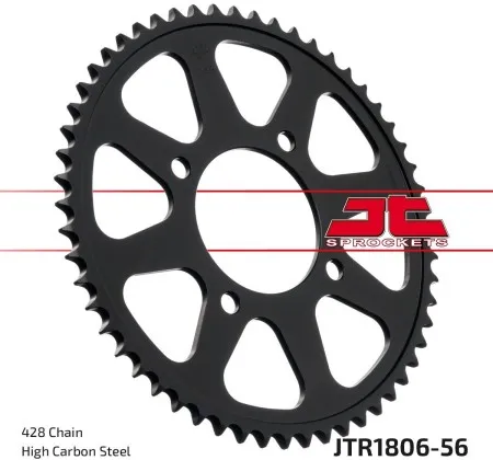 JT Sprockets JTR1806.56 Rear Replacement Sprocket 56 Teeth 428 Pitch Natural Steel (JTR1806.56)
