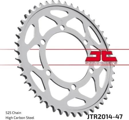 JT Sprockets JTR2014.47ZBK Rear Replacement Sprocket 47 Teeth 525 Pitch Natural C49 High Carbon Steel (JTR2014.47ZBK)