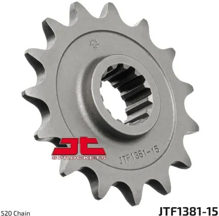 JT Sprockets JTF1381.15 Front Replacement Sprocket 15 Teeth 520 Pitch Natural Chromoly Steel Alloy (JTF1381.15)