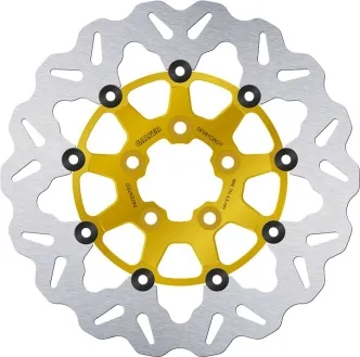 Galfer Wave Series Rear Brake Disc In Gold Finish For Harley Davidson 2000-2010 Sportster, 2000-2017 Dyna, 2000-2024 Softail & 2000-2007 Touring Models (DF681CWUY)