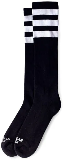 American Socks Knee High Black Triple White Striped (AS002)