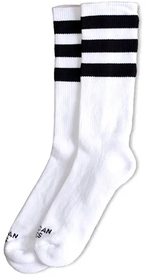 American Socks Mid High Old School Ii Triple Black Striped (AS013)