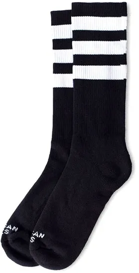 American Socks Mid High Back In Black Ii Triple White Stripe (AS014)