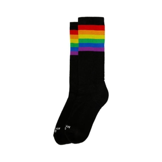 American Socks Mid High Rainbow Pride Black Rainbow Striped (ARM829385)