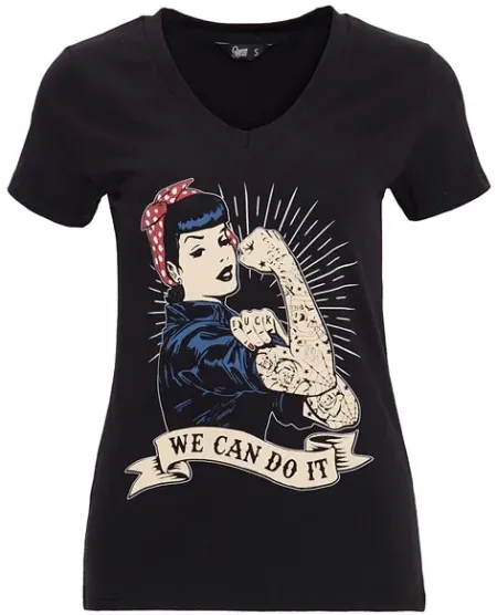 Queen Kerosin We Can Do It T-shirt Black (QK120066-200-S)