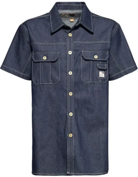 King Kerosin Motor Crew Denim Worker Shirt Dark Blue Wash (ARM924839)
