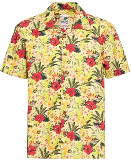 King Kerosin Aop Tropical Hawaiian Style Shirt Blazing Yello (ARM229179)