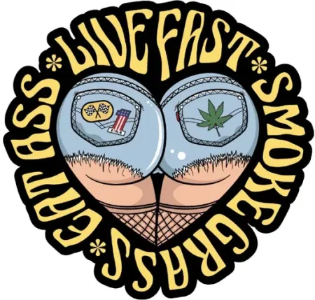 Down-n-out Live Fast, Smoke Grass Sticker (RC00243)