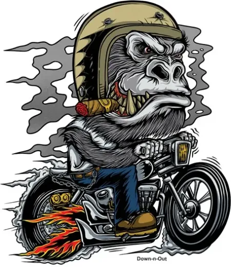 Down-n-out Kustom Kulture Gorilla Sticker (RC00283)