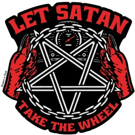 Down-n-out Satan Take The Wheel Sticker (RC00242)