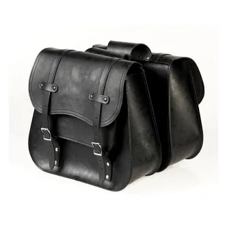Ledrie, Reinforced Rigid Leather Saddlebag SET. Throw-over (ARM718515)