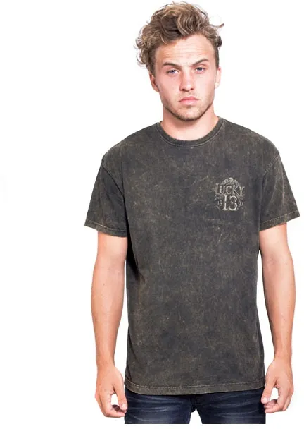 Lucky 13 Dead Skull T-shirt Washed Brown (ARM784119)