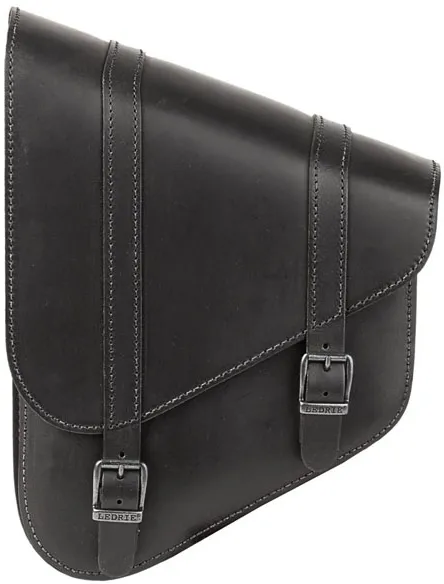 Ledrie, Full Leather Swingarm Bag Left, 6.5 LITER. Black (HLZAD2-2005)