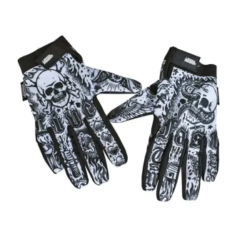 Lethal Threat Tattoo Gloves Black White (ARM651839)