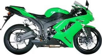 Akrapovic Slip-On Muffler In Titanium With Carbon End Cap With EC Type Approval For Kawasaki 2007-2008 ZX-6R Models (S-K6SO5-HACT)
