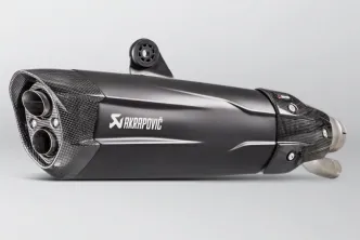 Akrapovic Black Titanium Slip-On Muffler With Carbon End Cap With EC/ECE Type Approval For BMW 2017-2018 S 1000 RR Models (S-B10SO6-HDVDZBL)