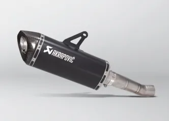 Akrapovic Titanium Slip-On Muffler In Black With Carbon Fiber End Cap For Ducati 2016-2020 Monster 821 & 2014-2020 Monster 1200 Models (S-D12SO8-RTBL)