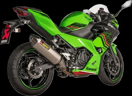 Akrapovic Slip-On Muffler In Titanium With Carbon End Cap With EC/ECE Type Approval For Kawasaki 2018-2023 EX Ninja 400 & 2019-2024 Z 400 ABS Models (S-K4SO7-HRT)
