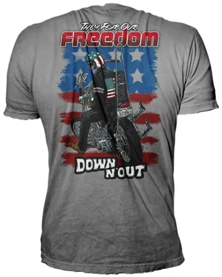 Down-n-out Freedom Rider T-shirt American Flag Grey (DT10063-S)