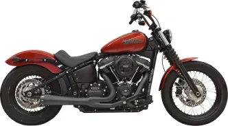 Bassani Road Rage III 2 Into 1 Exhaust System In Black With Black End Cap For Harley Davidson 2018-2024 Softail Street Bob, Low Rider, Slim & Fat Bob Models (1S72RBE)