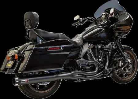 Bassani Road Rage 2 Into 1 Exhaust System In Black With 4 Inch Straight Muffler For Harley Davidson 2017-2024 Touring Models (1F58RBE)
