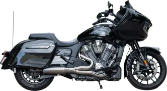 S&S Cycle 2-Into-1 Qualifier Exhaust System In Brushed Stainless Steel For Indian 2020-2024 Challenger Models (550-1082)
