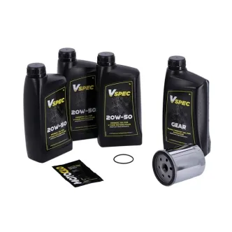 Vspec Mineral Oil Service Kit With Chrome Filter For 1986-2003 Harley Davidson XL Sportster (ARM908589)