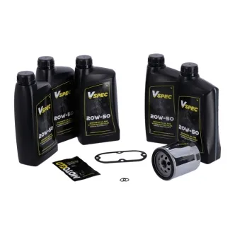 Vspec Fully Synthetic Service Kit With Chrome Filter For 1999-2006 Harley Davidson Softail & 1999-2005 Dyna (ARM428589)