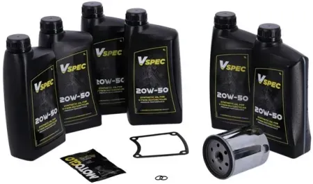 Vspec Fully Synthetic Service Kit With Chrome Filter For 1999-2006 Harley Davidson FLT/Touring (GRBRT22)